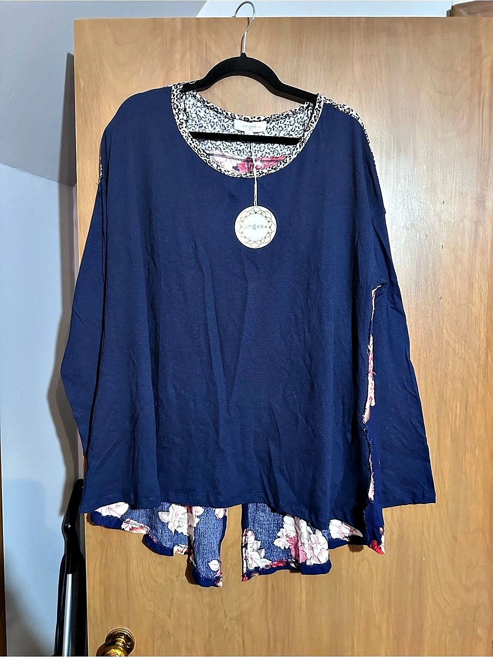 Umgee Plus Mixed Print Leopard and Floral Tunic Top 2XL